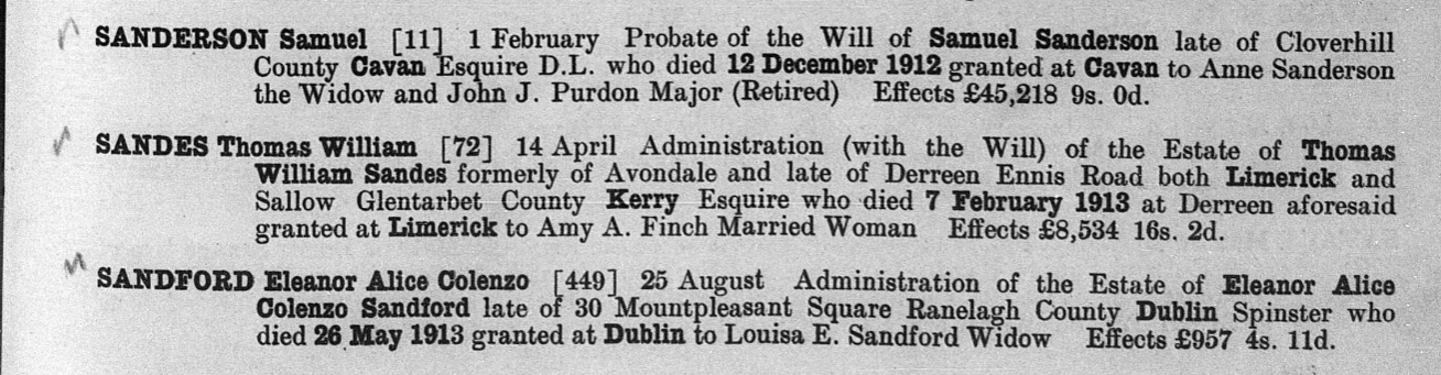 Probate record for Thomas William Sandes