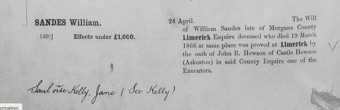 Probate record for William Sandes